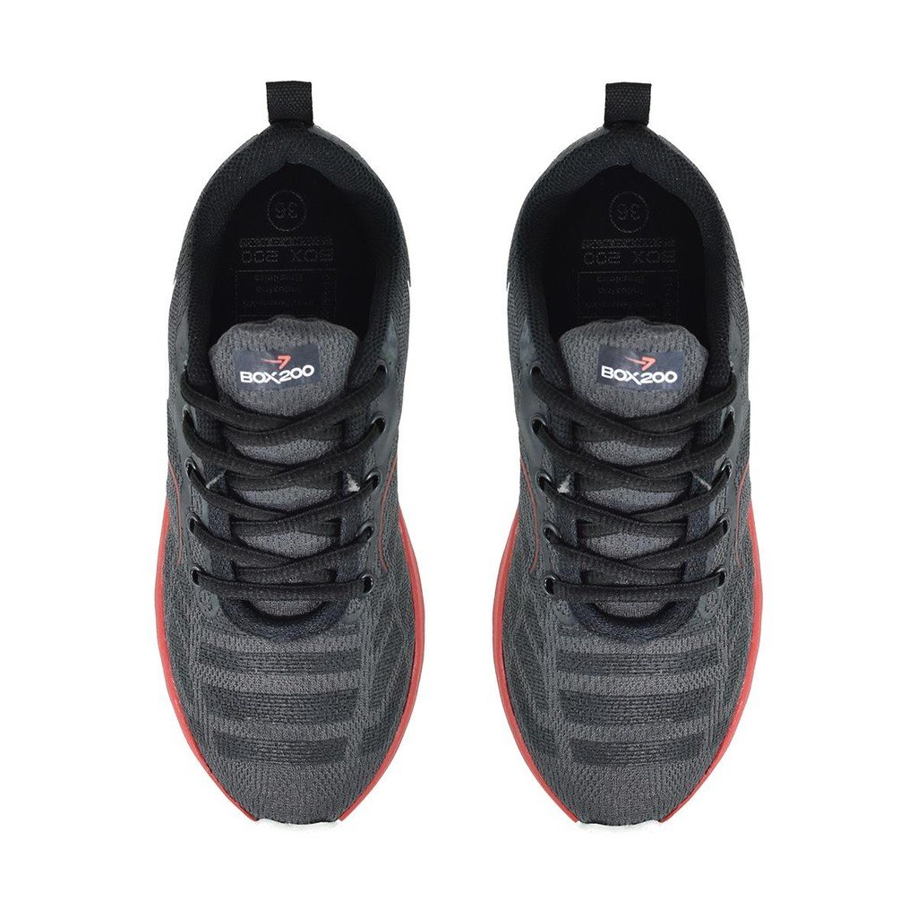 Tenis Box 200 Feminino BX2527 Preto Confortavel Estiloso   Preto/Vermelho 3