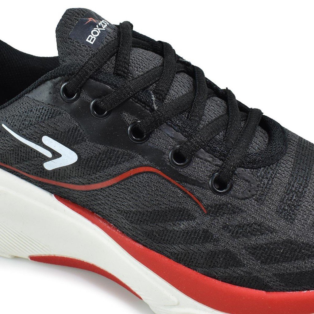 Tenis Box 200 Feminino BX2527 Preto Confortavel Estiloso   Preto/Vermelho 5