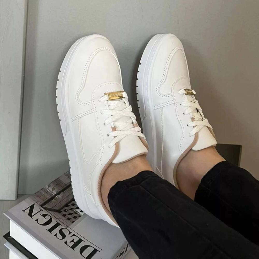 Tenis Feminino Moleca Napa Sardenha Branco Leve Casual Branco 2