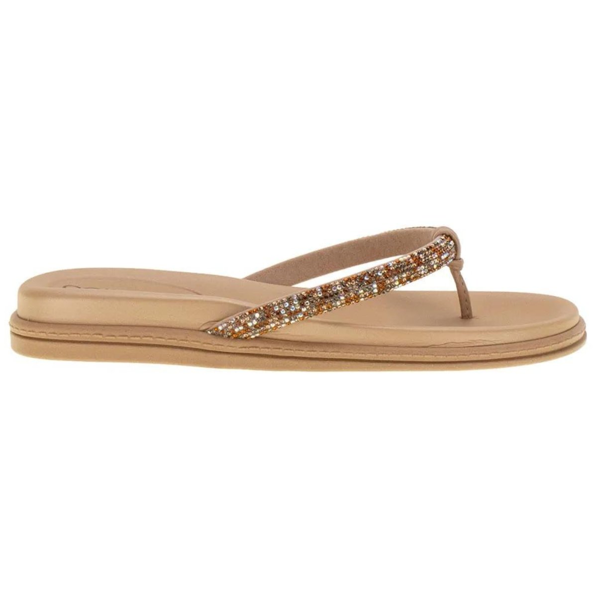 Chinelo Beira Rio Comfort Strass Feminino Bege Bege 2
