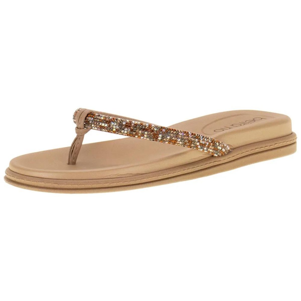 Chinelo Beira Rio Comfort Strass Feminino Bege Bege 3
