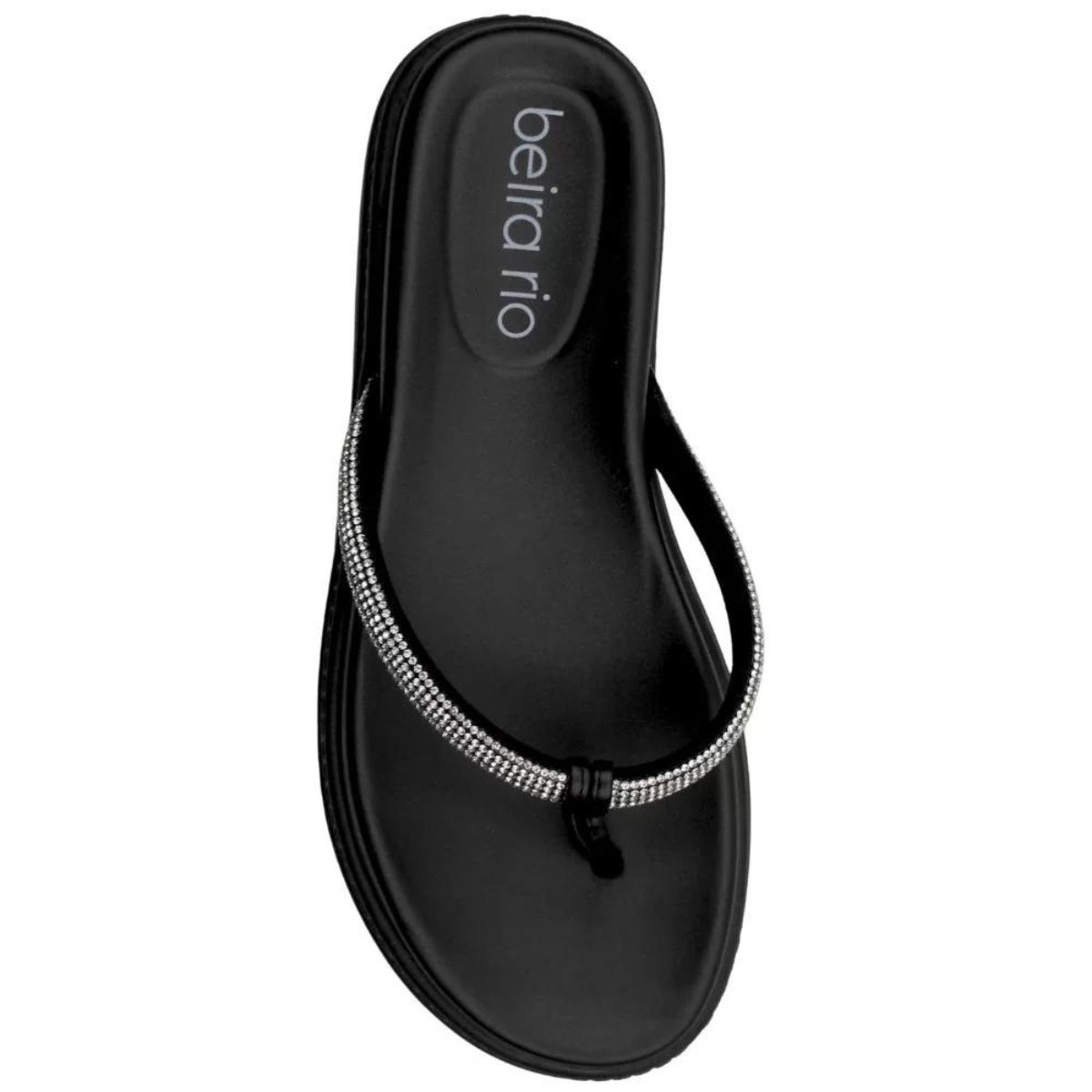 Chinelo Beira Rio Comfort Strass Feminino Preto Prata/Preto 4