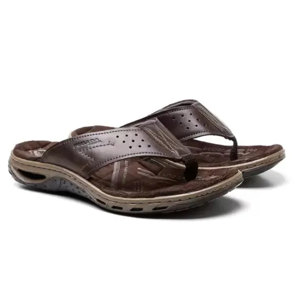 Chinelo Masculino Pegada Couro de Dedo Amortech Cravo 131663 Cravo 3