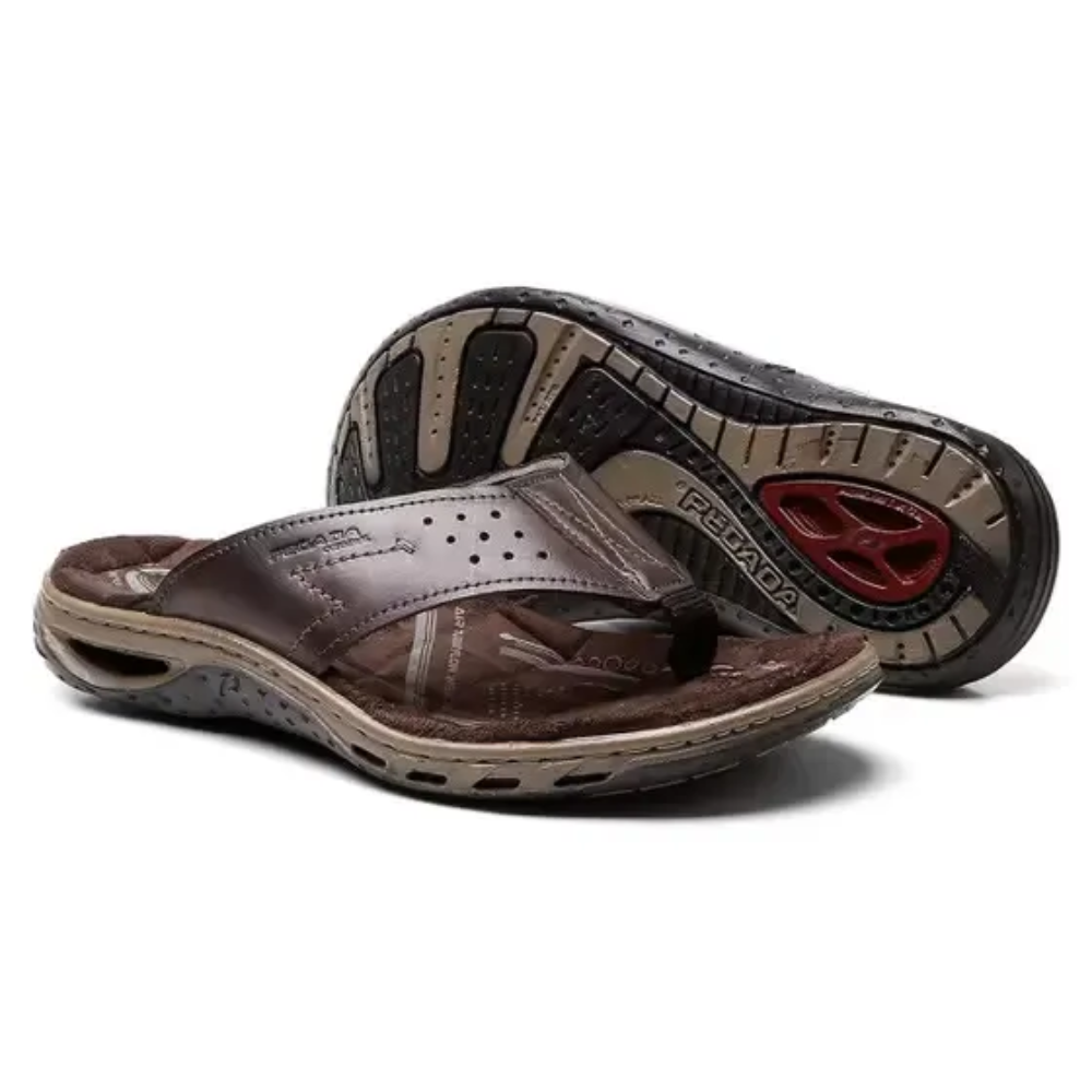 Chinelo Masculino Pegada Couro de Dedo Amortech Cravo 131663 Cravo 4