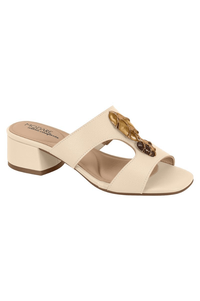 Modare Tamanco Feminino Creme Conforto Anatomico Salto Bloco