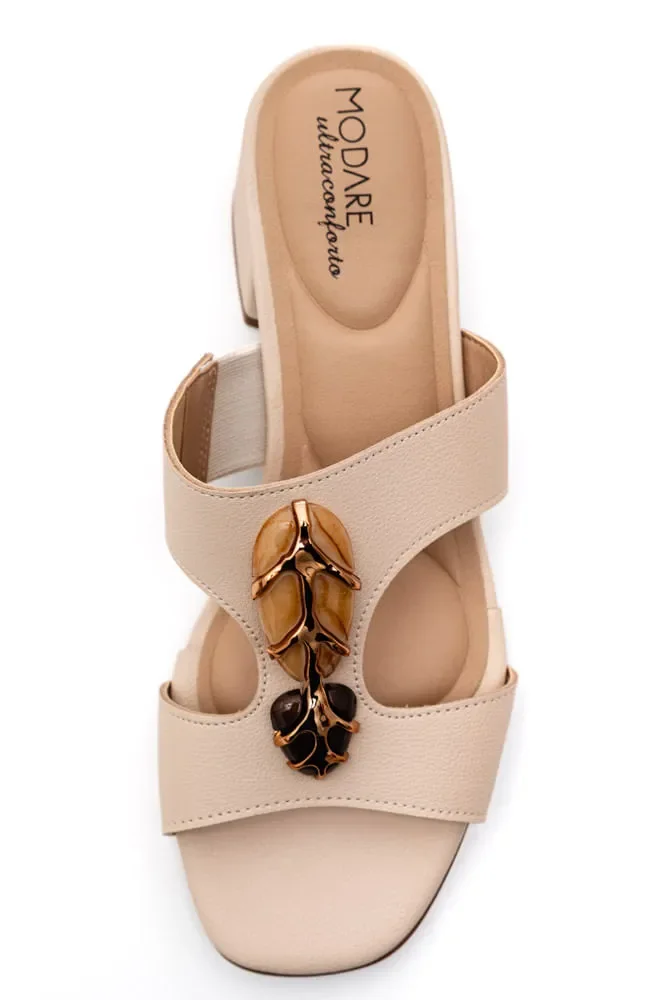 Modare Tamanco Feminino Creme Conforto Anatomico Salto Bloco Creme 3