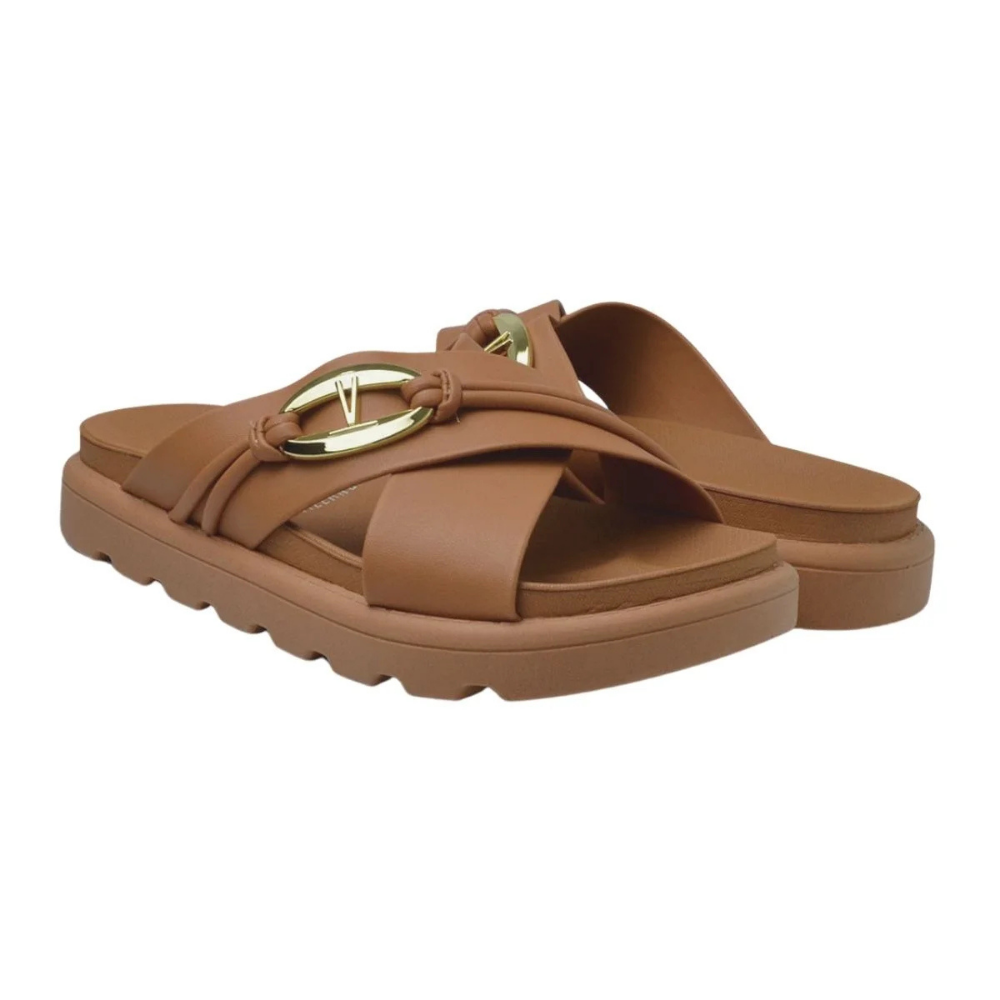 VIZZANO Tamanco Rasteira Camel Conforto e Estilo Marrom 2