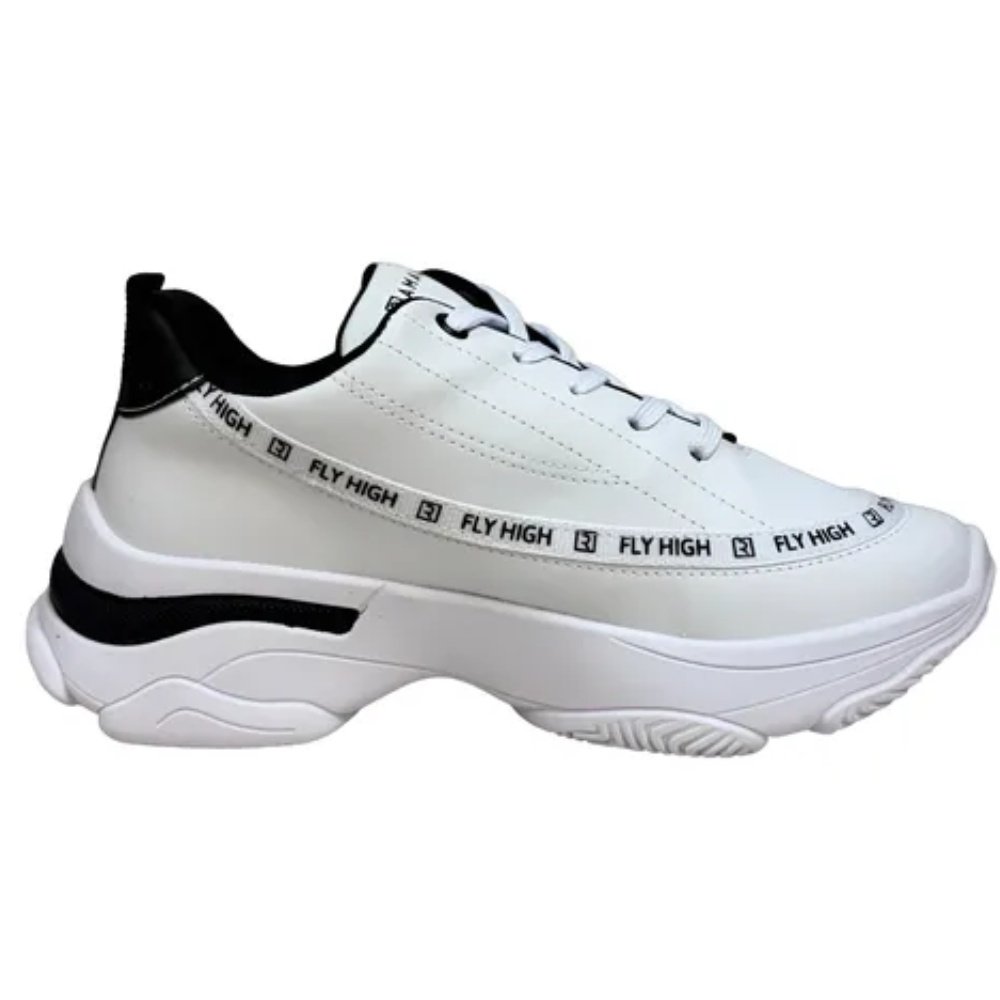 Tenis Ramarim Feminino Branco Casual Solado Alto Confortavel Branco/Preto 2