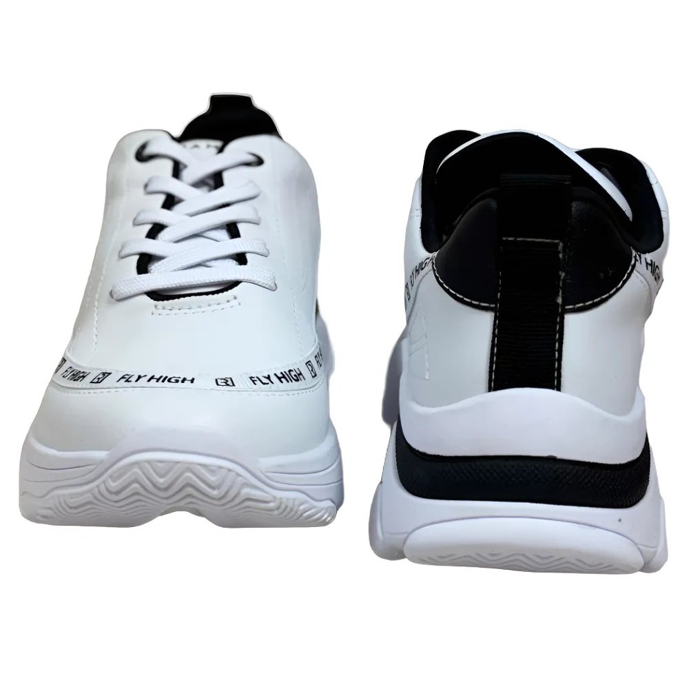Tenis Ramarim Feminino Branco Casual Solado Alto Confortavel Branco/Preto 4