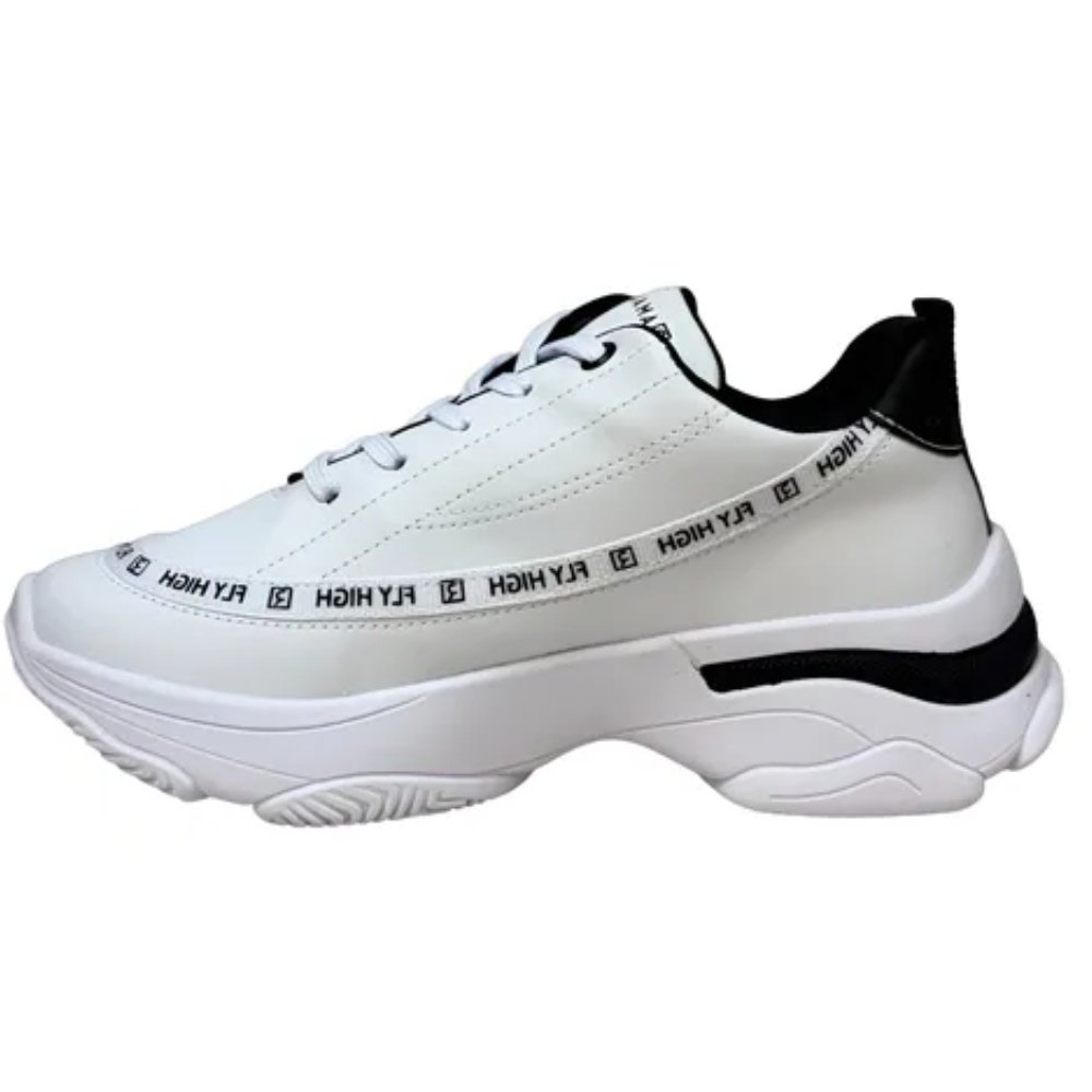 Tenis Ramarim Feminino Branco Casual Solado Alto Confortavel Branco/Preto 6