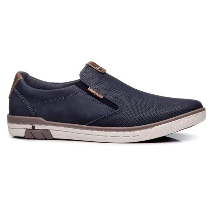 Sapatenis Masculino Pegada Couro Azul Slip-on Casual 119311