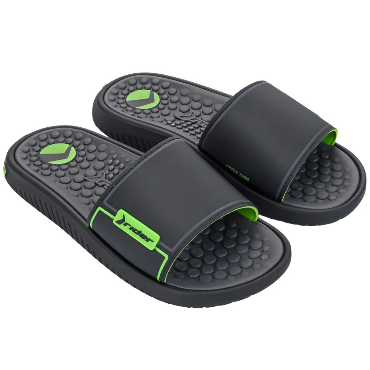 Chinelo Rider Infantil Pump Slide Preto Verde Cinza 11784 Preto/Verde 2