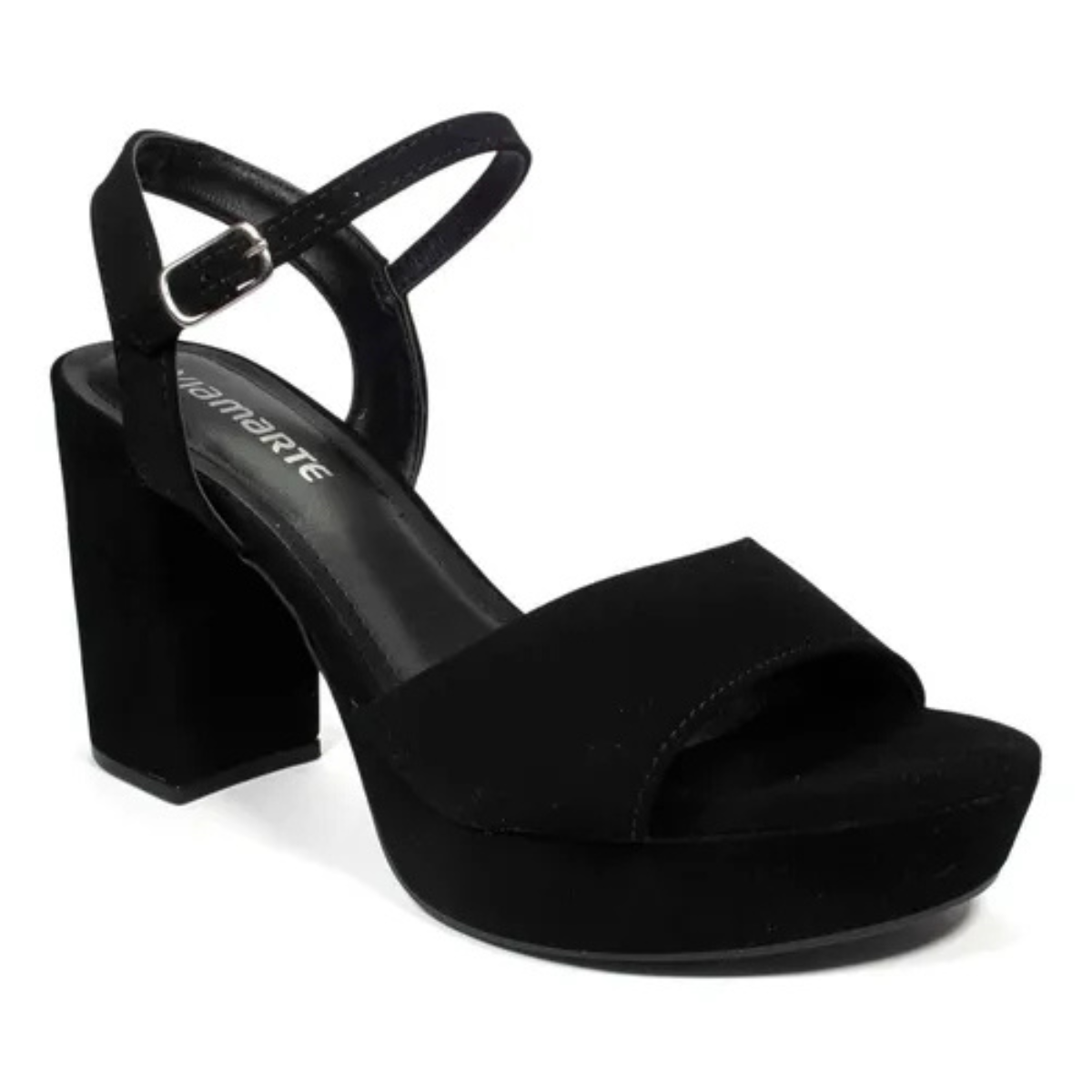 Via Marte Sandalia Nobuck Preto Elegancia Moderna