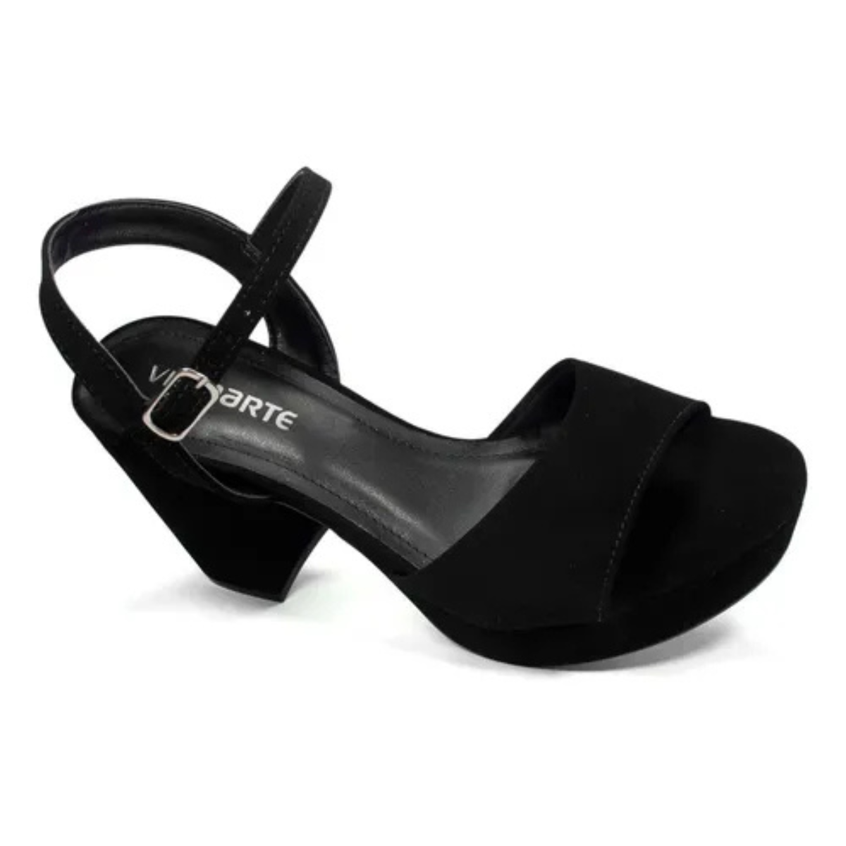 Via Marte Sandalia Nobuck Preto Elegancia Moderna Preto 2