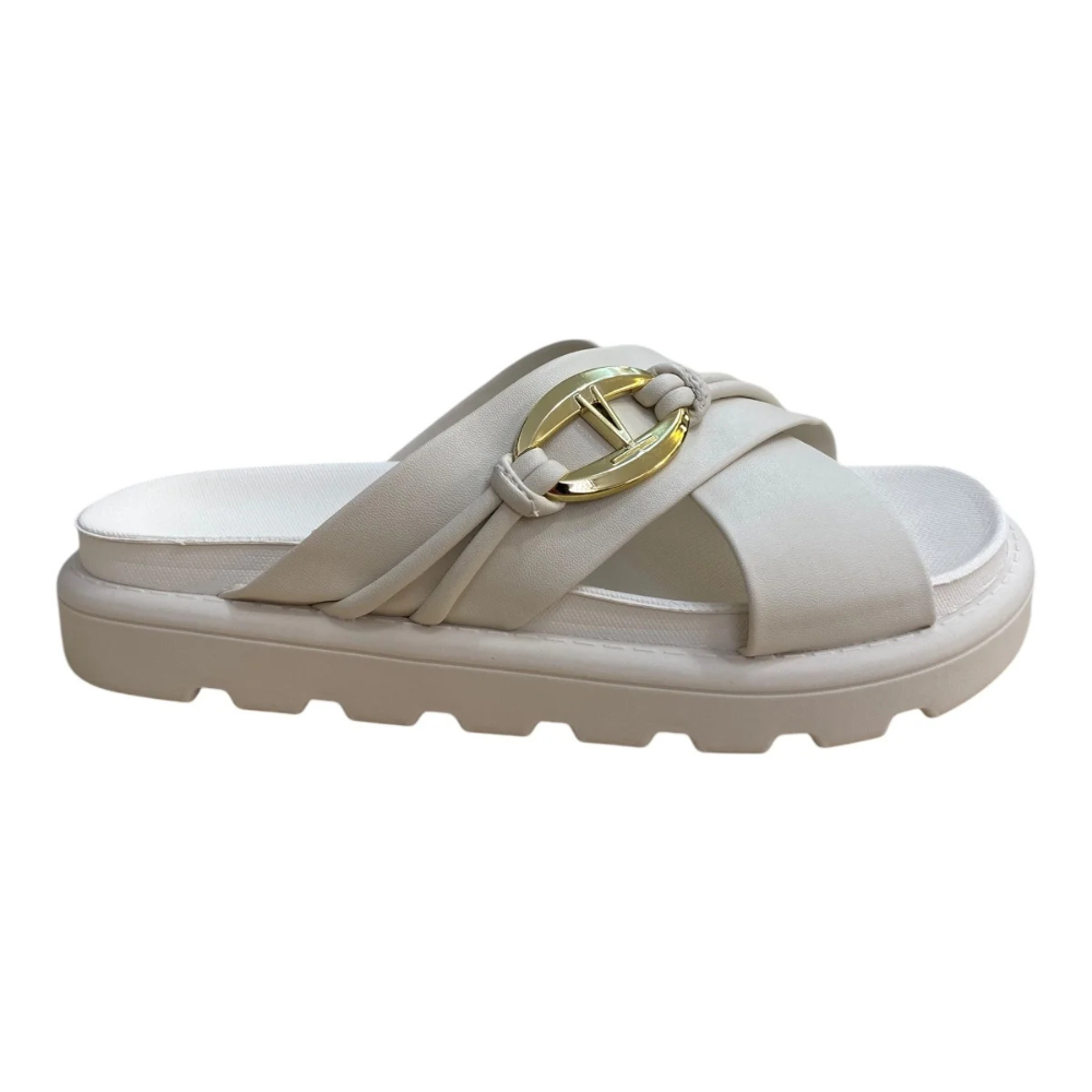 VIZZANO Tamanco Rasteira Branco Off Elegancia Casual