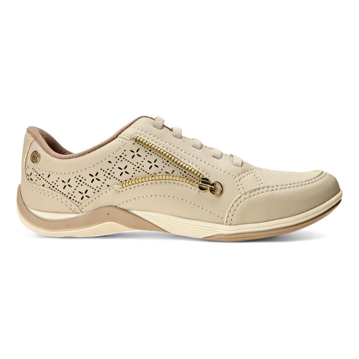 Tenis Feminino Kolosh com Ziper Lateral Pratico Confortavel Bege 2