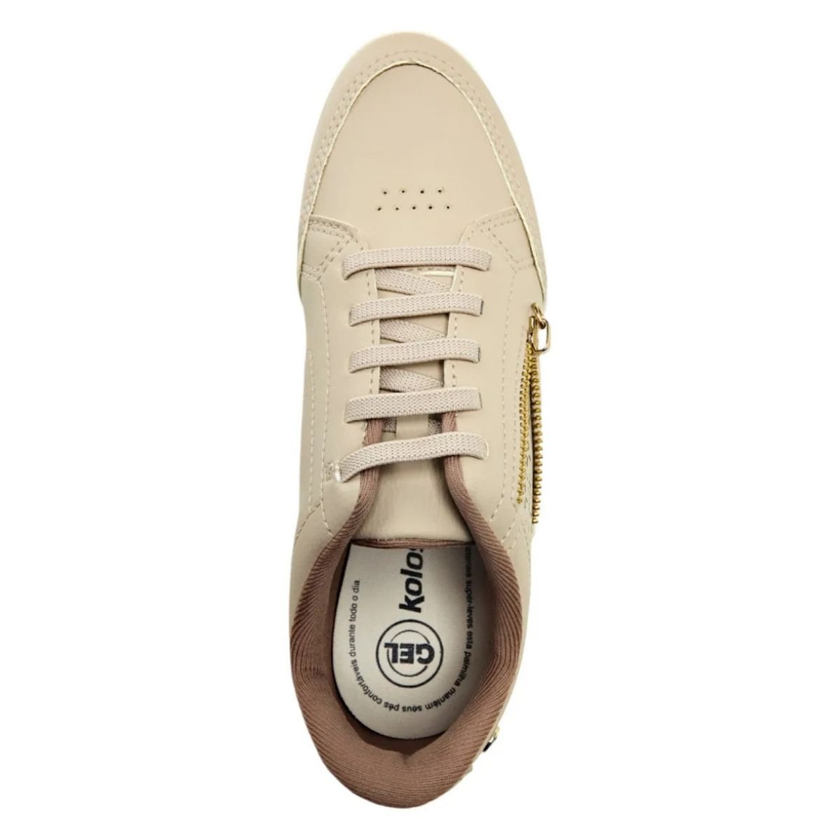 Tenis Feminino Kolosh com Ziper Lateral Pratico Confortavel Bege 3