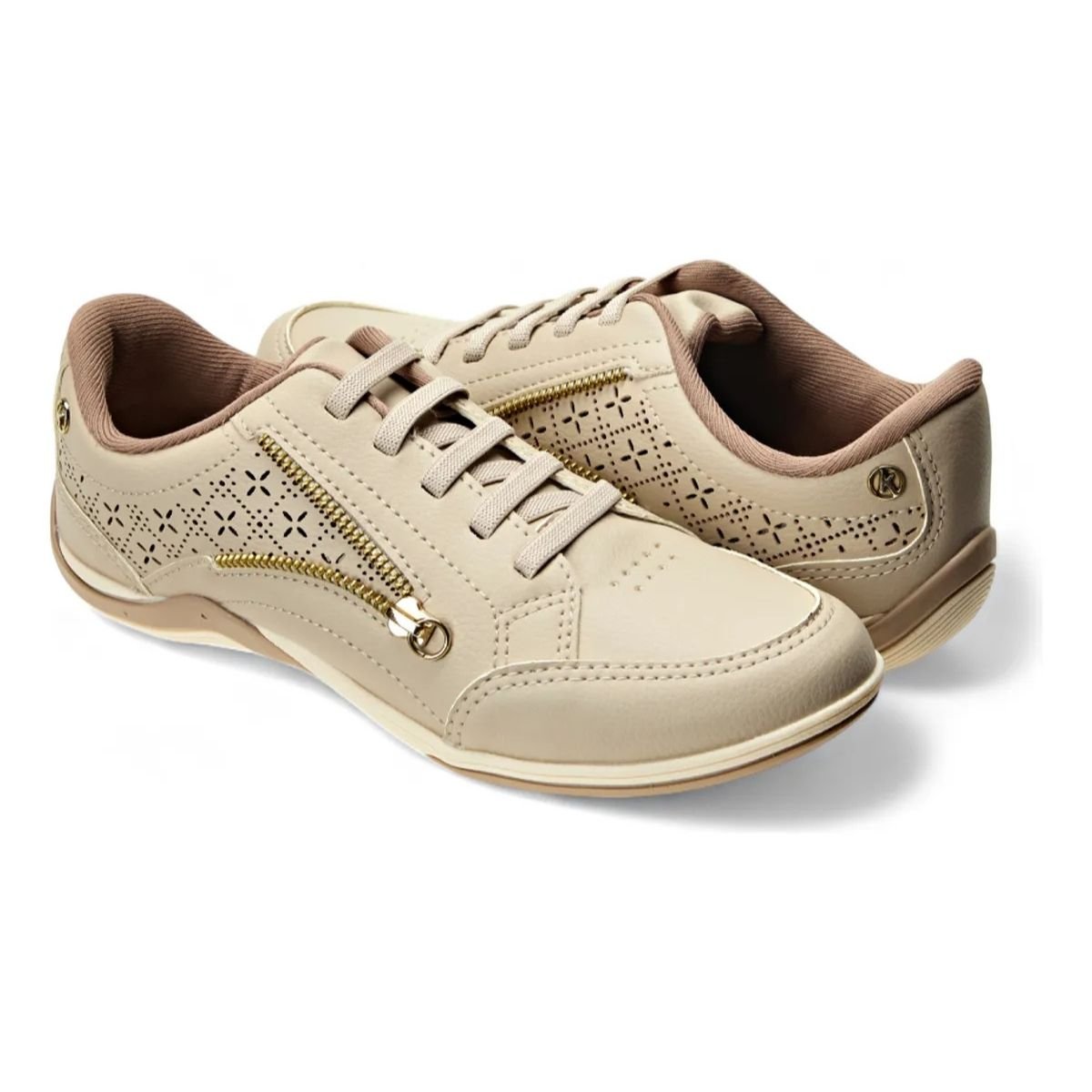 Tenis Feminino Kolosh com Ziper Lateral Pratico Confortavel Bege 6