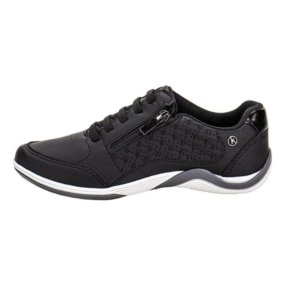 Kolosh Tenis Feminino Preto Confortavel Calce Facil Ziper  Preto 2