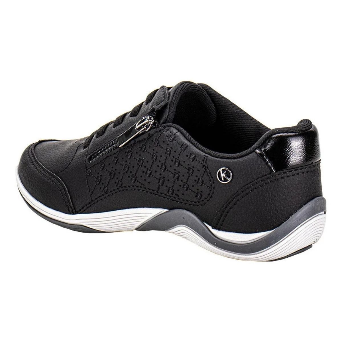 Kolosh Tenis Feminino Preto Confortavel Calce Facil Ziper  Preto 3