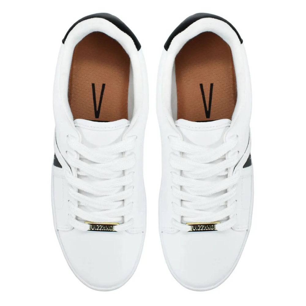 Sapato Casual Feminino Tenis Vizzano Branco  Branco/Preto 4