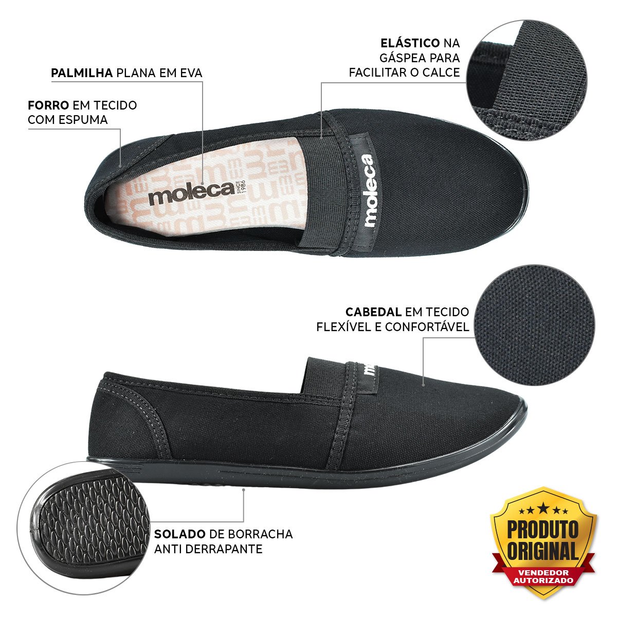 Sapatilha Classica Moleca 52059 Preto 3