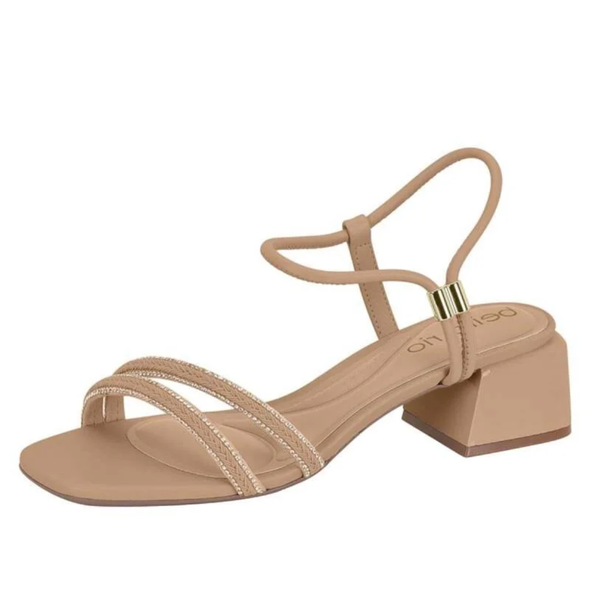 Sandalia Beira Rio Nude Ouro Rosado Elegante Bege 2