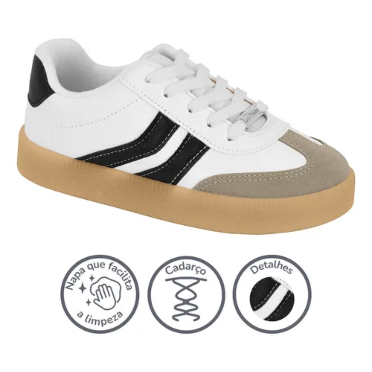 Tenis Molekinha Branco e Preto Conforto e Estilo Branco/Preto 3