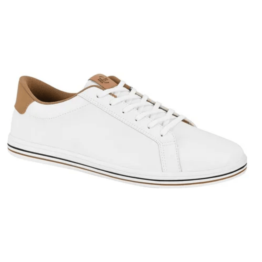 Sapatenis Masculino Branco e Caramelo Casual Confortavel