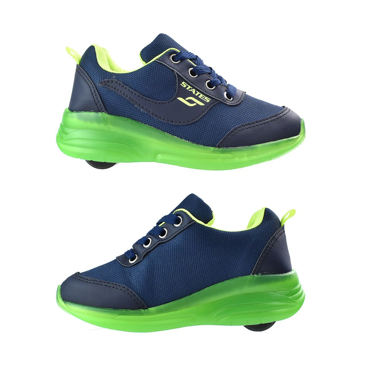 Tenis Botinho Meninos Rodinha Removivel Patins Azul Verde Azul Marinho/Verde 4