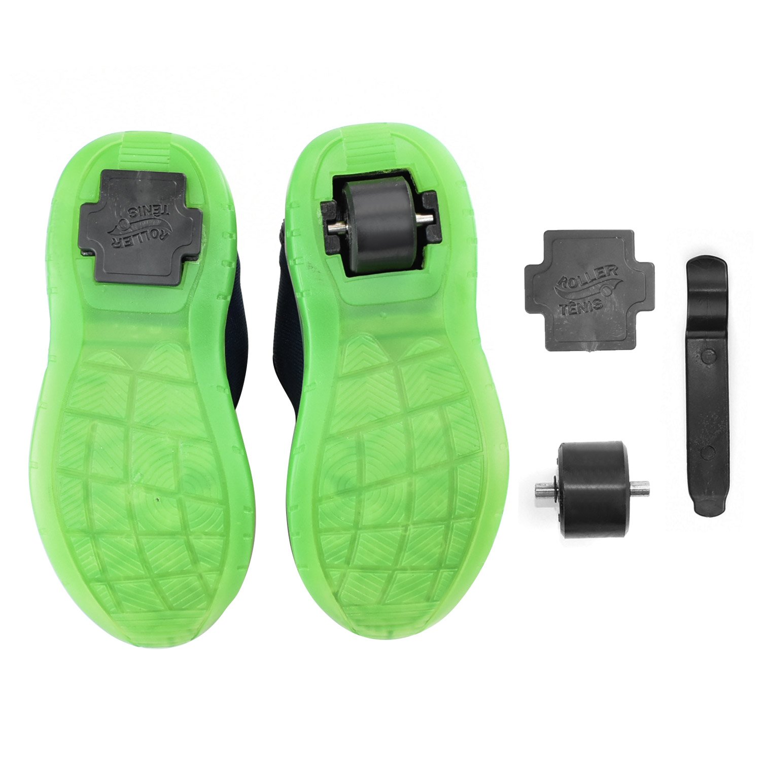 Tenis Botinho Meninos Rodinha Removivel Patins Azul Verde Azul Marinho/Verde 5