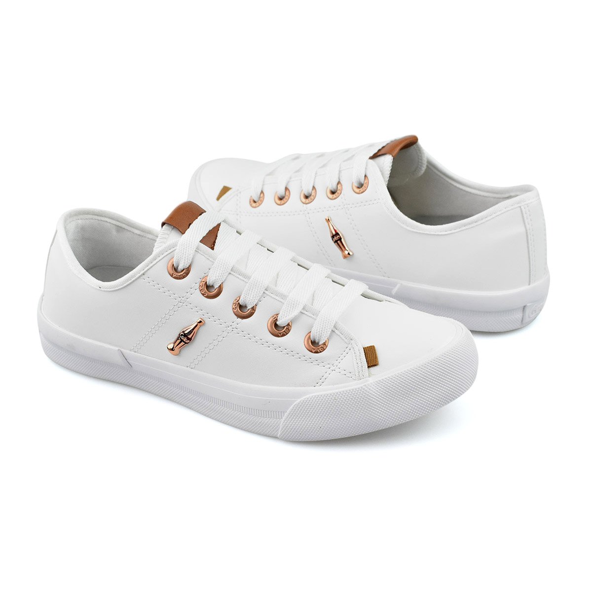Tenis Coca-Cola Dia a dia Miami Town Suede Feminino Branco Branco 4