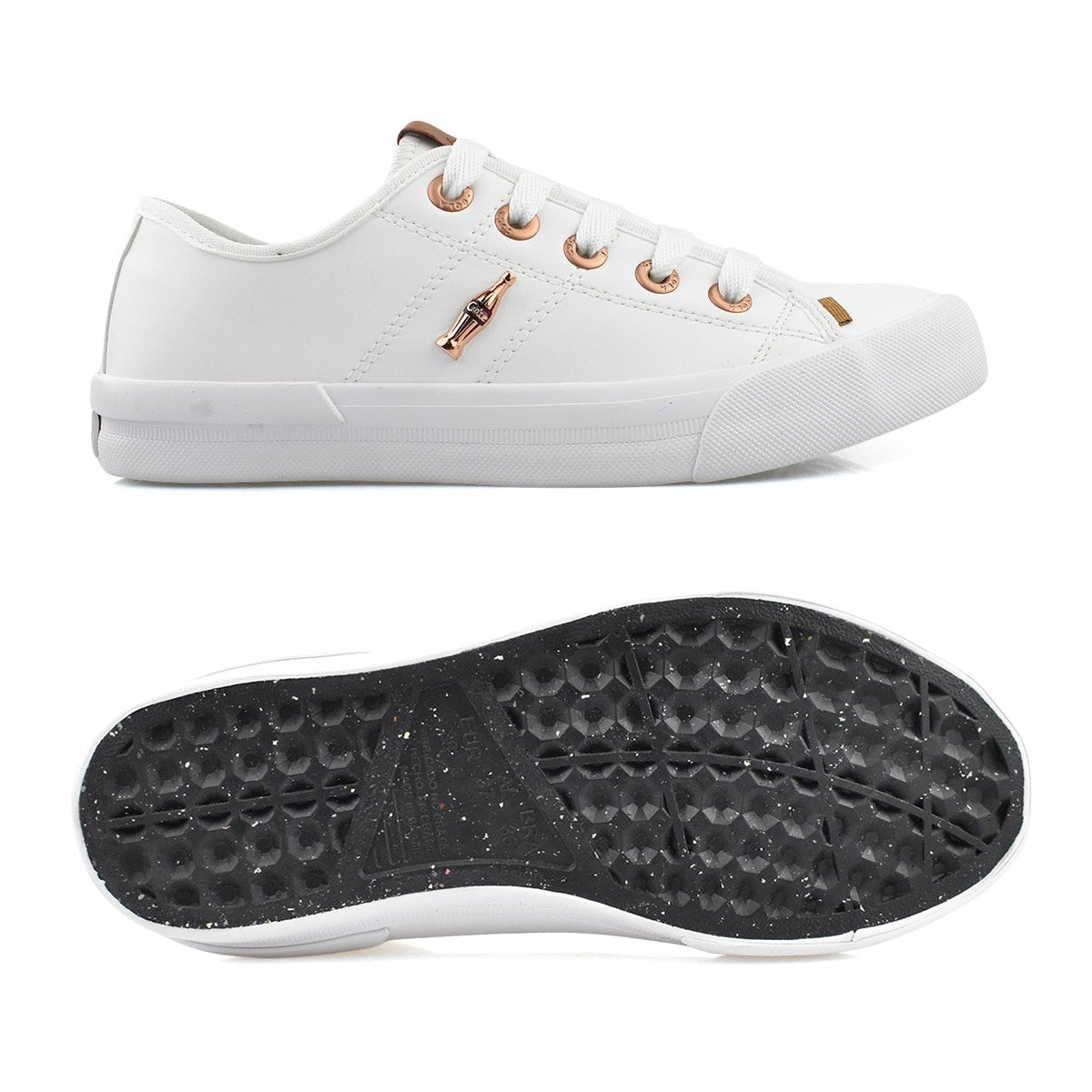 Tenis Coca-Cola Dia a dia Miami Town Suede Feminino Branco Branco 6