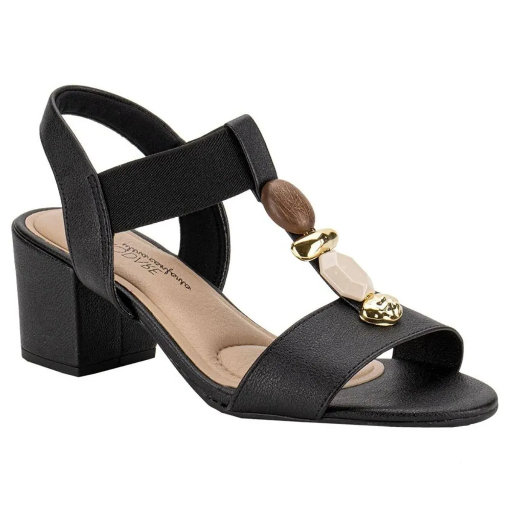 Sandalia Modare Salto Bloco Preta Conforto e Estilo