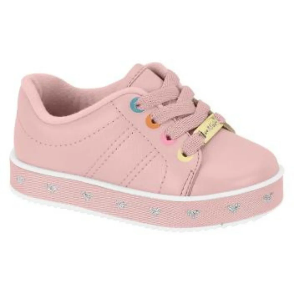 Tenis Molekinha Rosa Coracoes Detalhes Ilhos Meninas