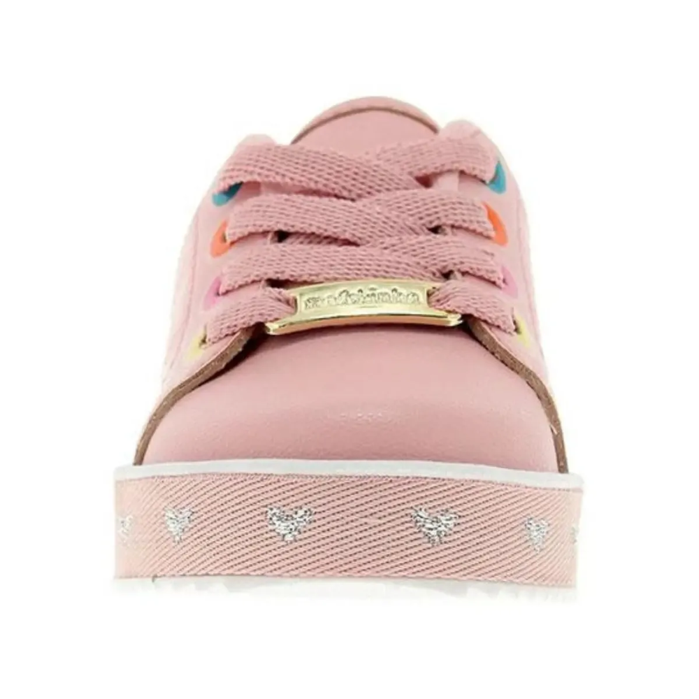 Tenis Molekinha Rosa Coracoes Detalhes Ilhos Meninas Rosa 4