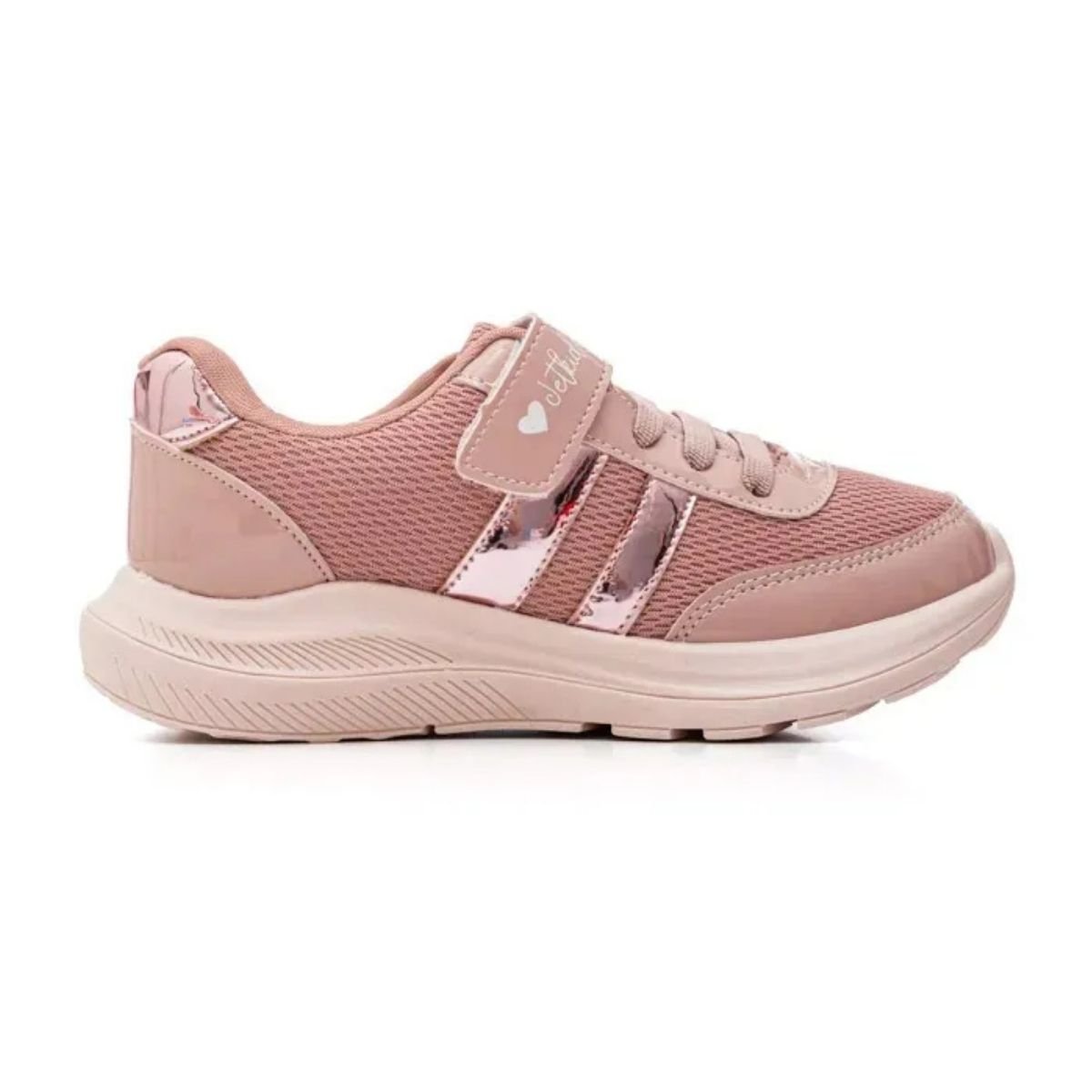 Tenis Infantil Jet Kids Rose Velcro Casual Antiderrapante