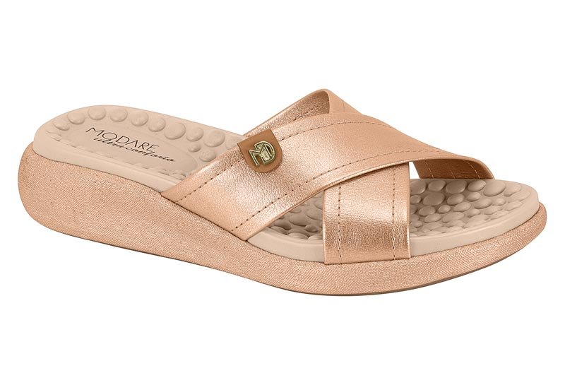 Tamanco Modare Feminino Ortopedico  Dourado Pratico