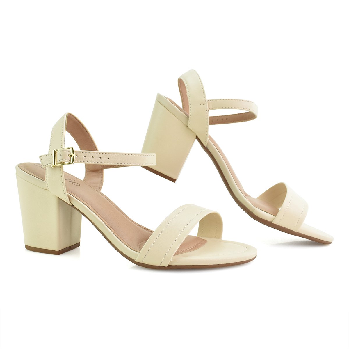 Sandalia Beira Rio Creme Salto Bloco 8280685 Elegante Bege 2
