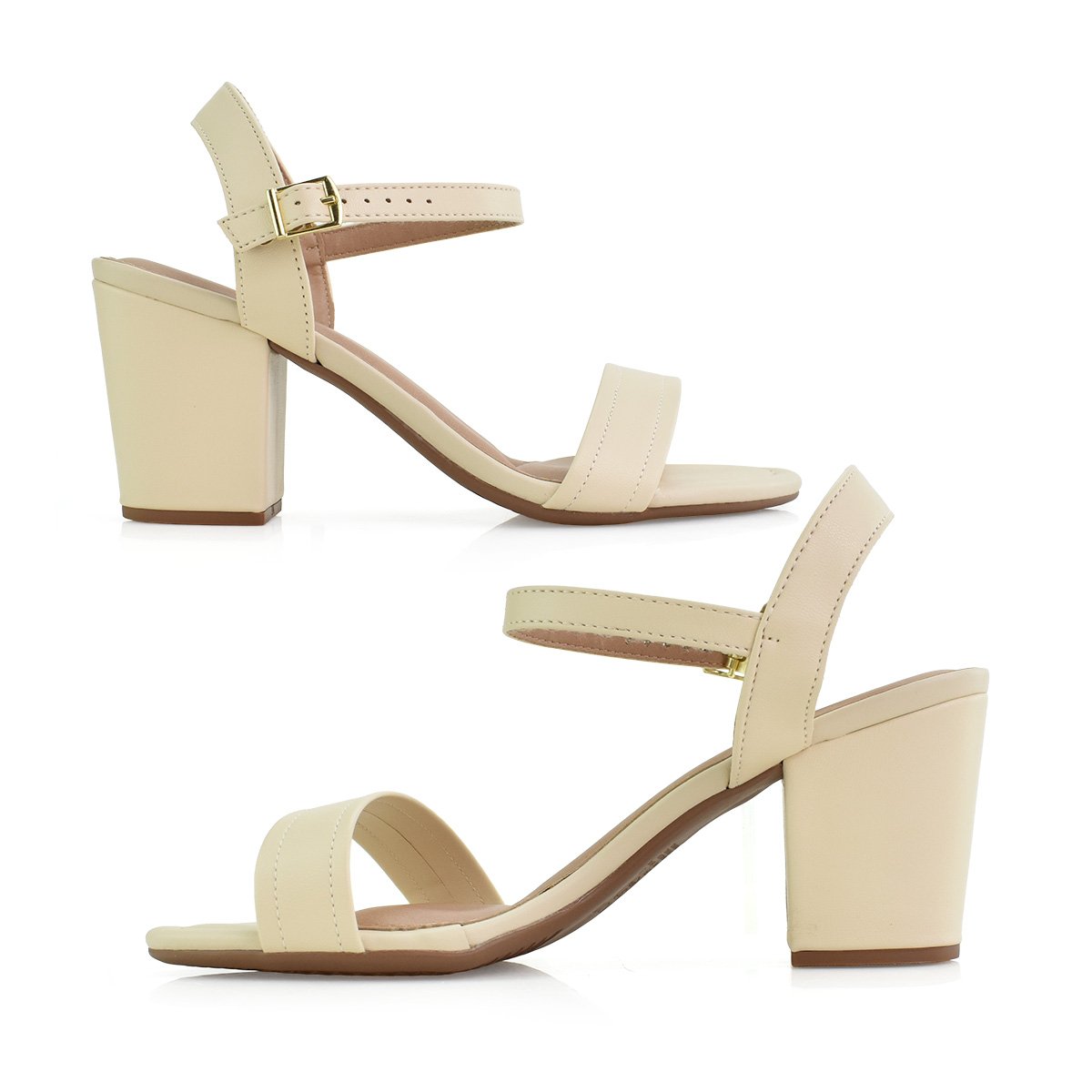 Sandalia Beira Rio Creme Salto Bloco 8280685 Elegante Bege 4