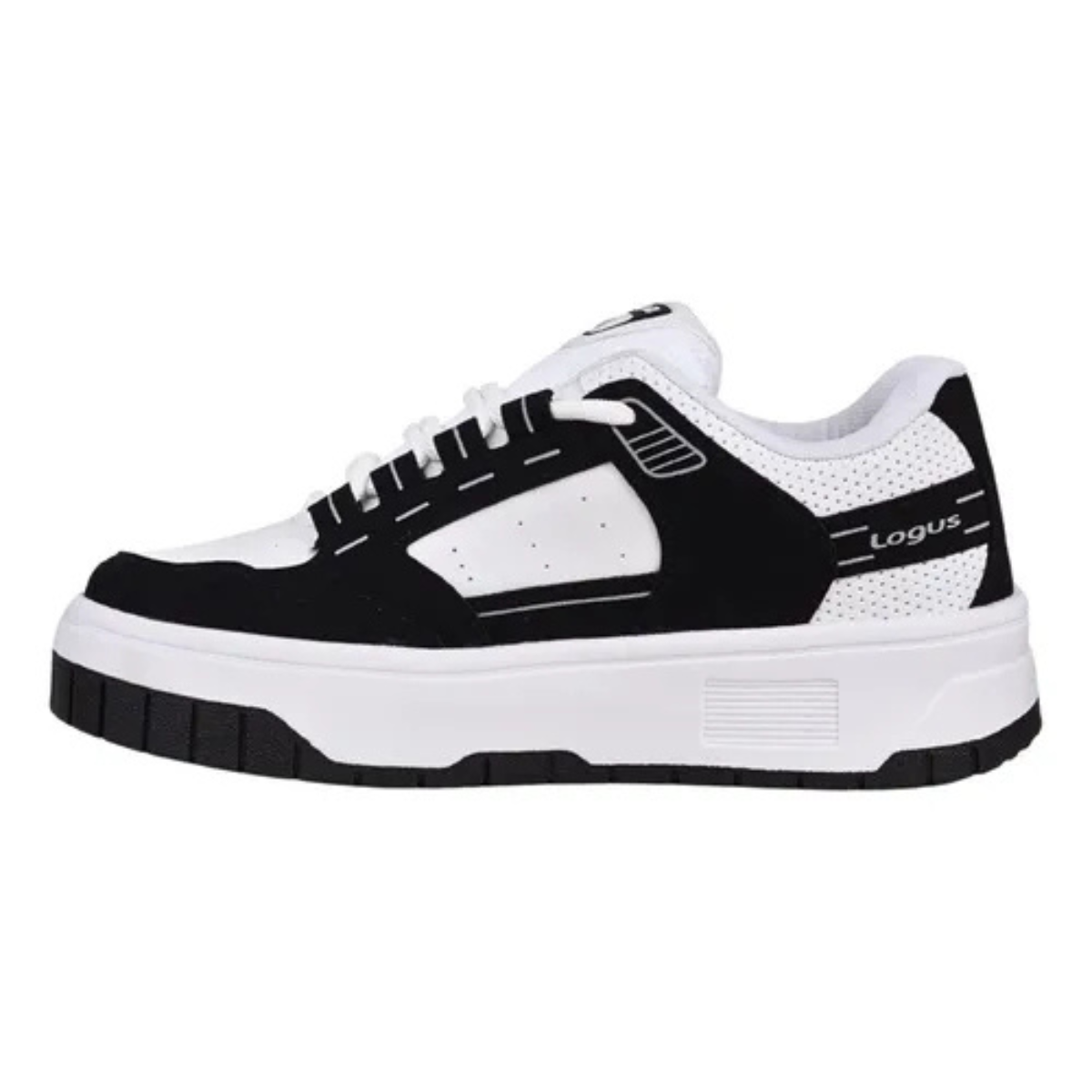 Tenis Logus 22570P Branco e Preto Leve e Estiloso Branco 2