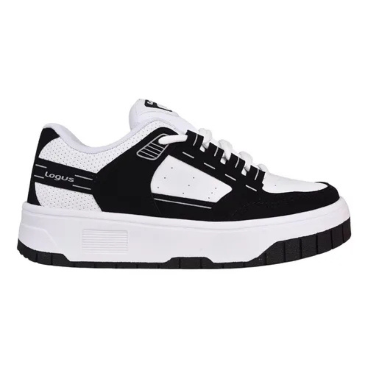 Tenis Logus 22570P Branco e Preto Leve e Estiloso Branco 5