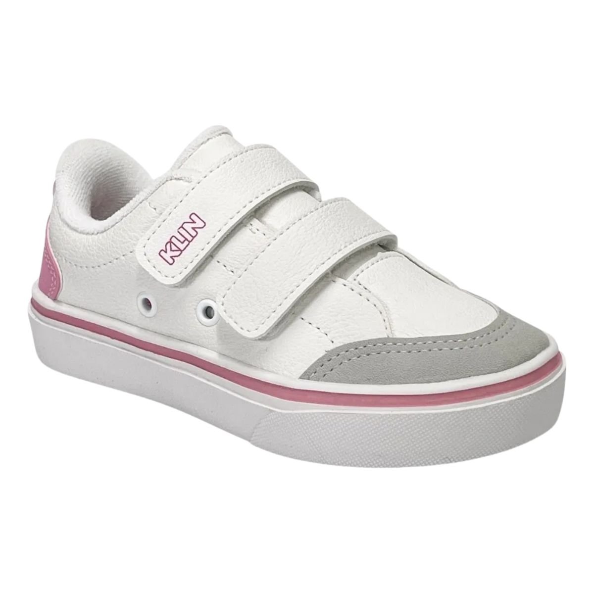 Tenis Infantil Klin Branco Pink Leve e Flexivel
