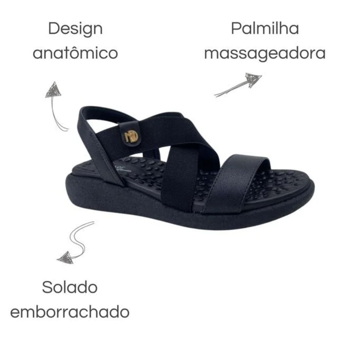 Sandalia Modare Preta Conforto e Estilo Preto 4