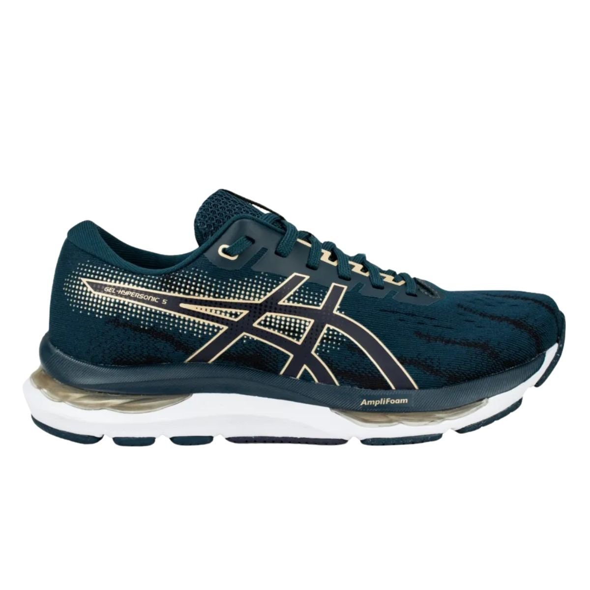 ASICS Gel Hypersonic 5 Tranquil Teal Champagne Conforto Dinamico Azul 2