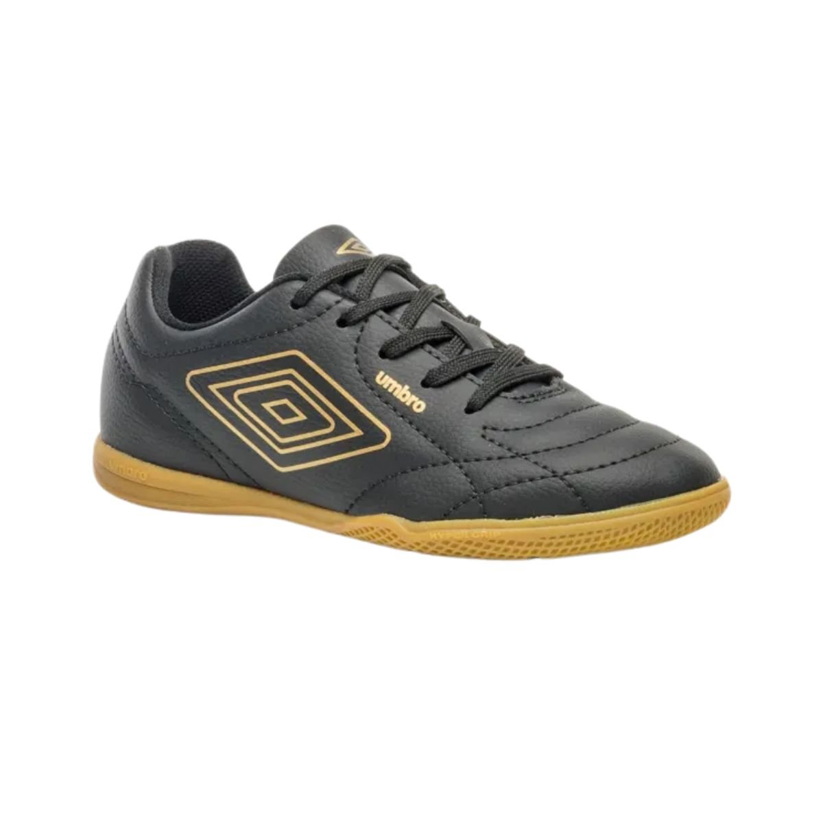 Chuteira Futsal Umbro Class Jr Preto Dourado Toque Preciso