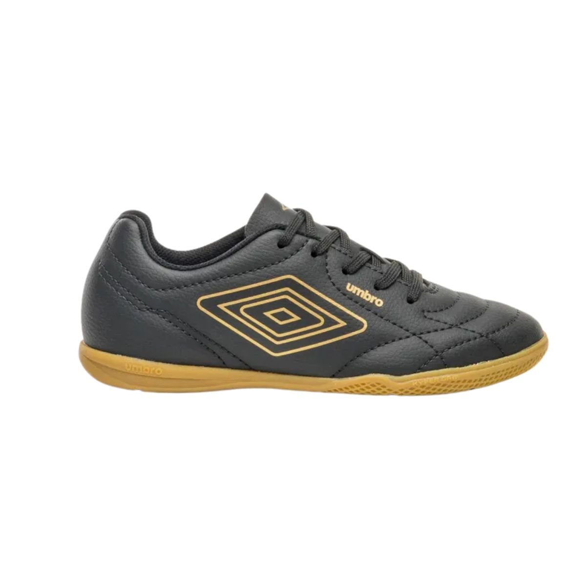 Chuteira Futsal Umbro Class Jr Preto Dourado Toque Preciso Preto 2
