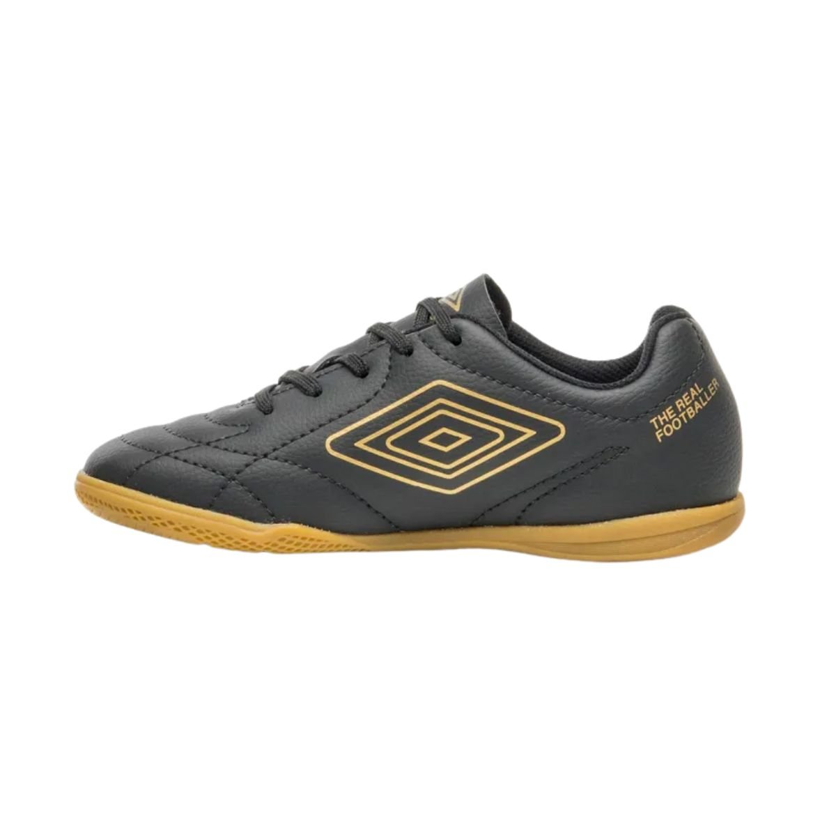 Chuteira Futsal Umbro Class Jr Preto Dourado Toque Preciso Preto 3