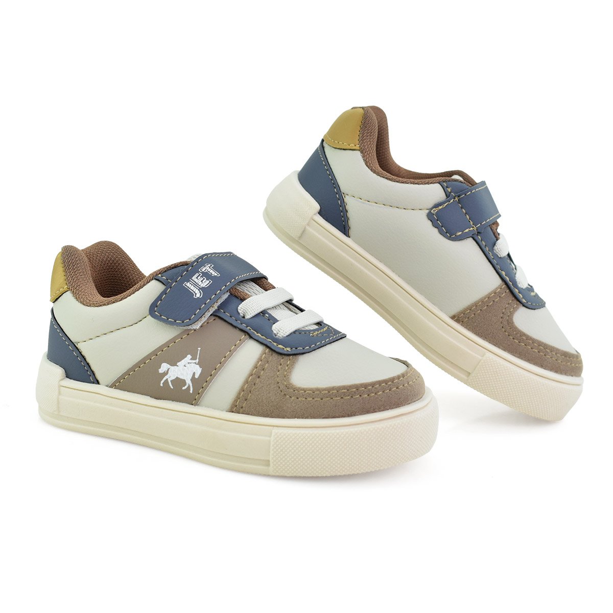 Jet Kids Tenis Bege Stone Meninos Casual Velcro Look Diario Bege/Cinza 2