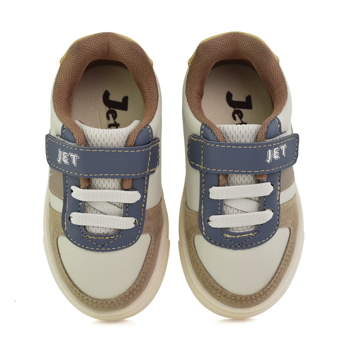 Jet Kids Tenis Bege Stone Meninos Casual Velcro Look Diario Bege/Cinza 3